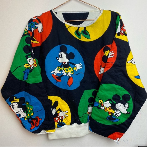RARE 1980 Vintage Disney Mickey & Minnie Mouse Reversible Quilted Sweatshirt